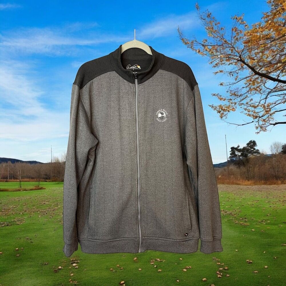 Arnold Palmer Pebble Beach Fleece Jacket Mens XL Gray Full Zip Golf Sweater